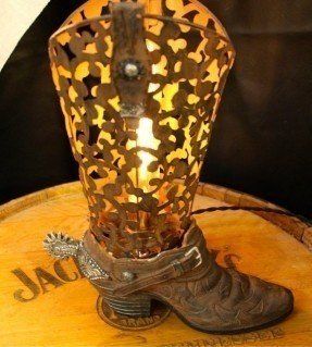 Western Wedding Rings Sets, Cowboy Lamp, Cowboy Boot Crafts, Western Lamps, Country Bedroom Design, Best Cowboy Boots, Cowboy Crafts, Fashion Cowboy Boots, Living Room Orange