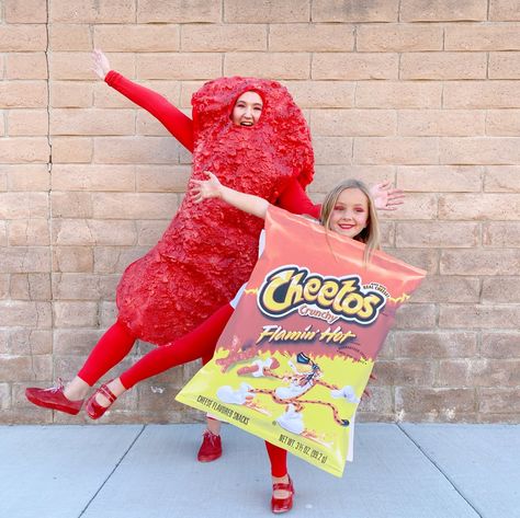 Hot Cheetos Costume, Cheeto Costume, Spray Paint Shoes, Chip Costume, Cheese Costume, Flaming Hot Cheetos, Red Spray Paint, Hot Cheetos, Flaming Hot