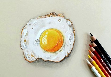 Fried Egg Drawig Marcello Barenghi, 3d Art Drawing, Architecture Tattoo, Create Drawing, 3d Drawings, Wedding Tattoos, Coloring Eggs, Graphite Pencils, Art Painting Acrylic