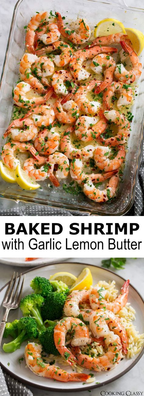 Garlic Lemon Butter Sauce, Shrimp With Garlic, Baked Shrimp Recipes, Shrimp Recipes For Dinner, Baked Shrimp, Butter Shrimp, Lemon Butter Sauce, Shrimp Recipes Easy, Shrimp Dishes