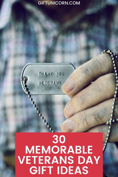 Veteran’s Day is the day of the year we set aside to honor and show appreciation to the ones who have served our country. What better way to say thank you to a friend or loved one who is or was active in our military than a special gift? Here are 30 unique gift ideas for your veteran. #veteransday #veterans #giftideas #veterangifts #militarygifts Veterans Day Gift Ideas, Veterans Appreciation, Veteran Day, Veterans Day Gifts, Gift Ideas Diy, Creative Valentines, Diy Valentines Crafts, Gifts For Veterans, Military Gifts