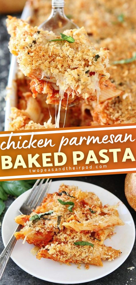 Simply Recipe, Pasta Easy Dinner, Baked Chicken Parm, Pasta Bake Easy, Chicken Parmesan Casserole, Chicken Parmesan Pasta, Easy Chicken Parmesan, Meat Dish, Chicken Pasta Bake