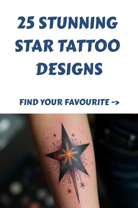 25 Stunning Star Tattoo Designs North Stars Tattoo, Astronomy Tattoos, North Star Tattoos, Astronomy Tattoo, Small Star Tattoos, Stars Tattoo, Waist Tattoos, Star Tattoo Designs, Star Tattoo