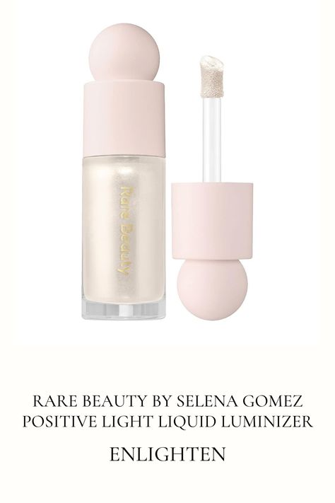 Rare Beauty Light Liquid Luminizer Highlight in Enlighten #rarebeauty #selenagomez #liquidhighlighter Rare Beauty Highlighter Enlighten, Rare Beauty Highlighter, Positive Light Liquid Luminizer, Highlighters Makeup, Liquid Luminizer, Skincare Wishlist, Mha Dr, Rare Beauty By Selena Gomez, Beauty Light