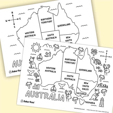 Australia Fun Facts, Beaver Scouts, History Printables, Australia Crafts, Map Of Australia, Art And Craft Supplies, Bookmark Card, Shrink Art, French Knitting