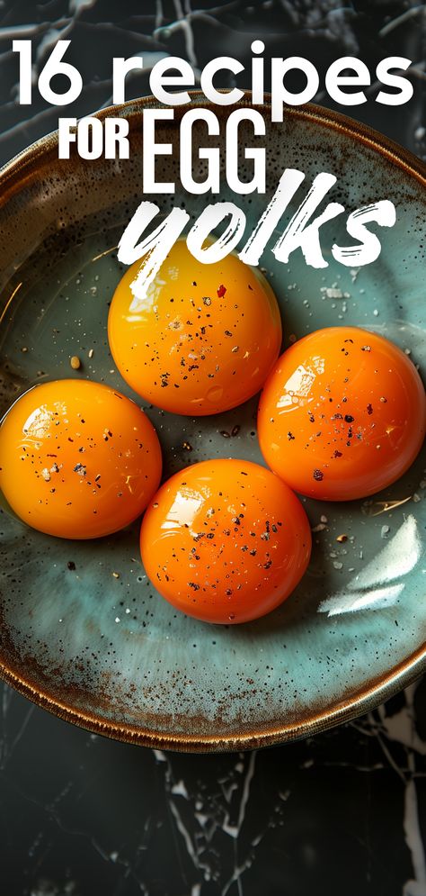 A close up overhead view of a bowl with 4 egg yolks. Recipes With Just Egg Yolks, Leftover Egg Yolks Recipes, Yolk Recipes, Egg Yolk Uses, Egg Custard Recipes, Egg Yolk Recipes, Cured Egg, Homemade Egg Noodles, Freezing Eggs