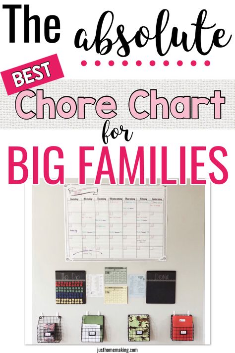 Easy DIY daily chore chart for multiple kids. Find tips and ideas from a mom of 4 on how to organize your kid's chores with this family command center. This system also works with allowance. Daily Chore Chart, Kids Chores, Big Families, Family Chore Charts, Family Command Center, Chore Chart Kids, Bamboo Bedding, Command Center, Chores For Kids