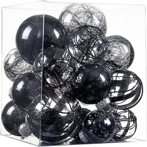 Clear Christmas Ball Ornaments, 24ct Shatterproof Plastic Black Decorative Christmas Ornaments. Multiple Colors Available. FOLLOW ME FOR MOORE ITEMS LIKE THIS! #ad Black Xmas Tree, Black Christmas Decorations, Diy Christmas Ball, Silver Christmas Decorations, Christmas Ball Ornaments, Christmas Balls Decorations, Home Decor Black, Black Christmas Trees, White Christmas Trees