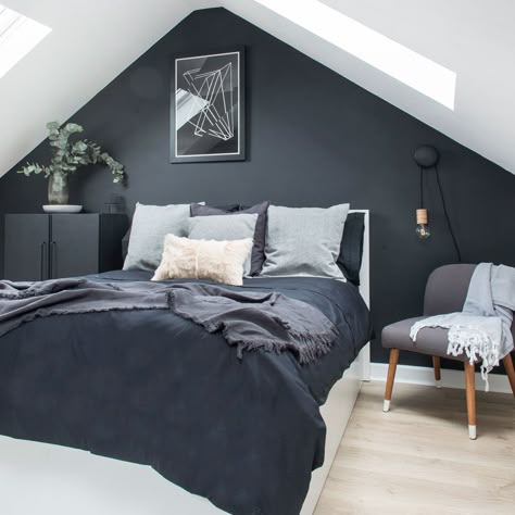 Loft Conversion Bedroom, Monochrome Bedroom, Attic Bedroom Designs, Attic Bedrooms, Loft Room, Attic Bedroom, Attic Rooms, Bedroom Loft, Bedroom Paint