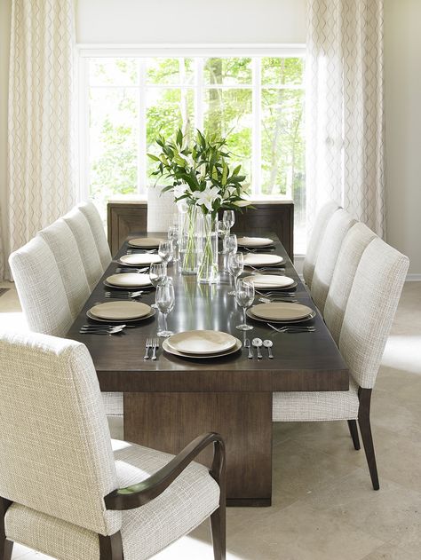 Laurel Canyon San Lorenzo Dining Table | Lexington Home Brands Dining Room Table Centerpieces, Hosting Dinner, Dinner Room, Dining Room Table Decor, Laurel Canyon, Small Kitchens, Dining Table Centerpiece, Dining Room Inspiration, Upholstered Side Chair