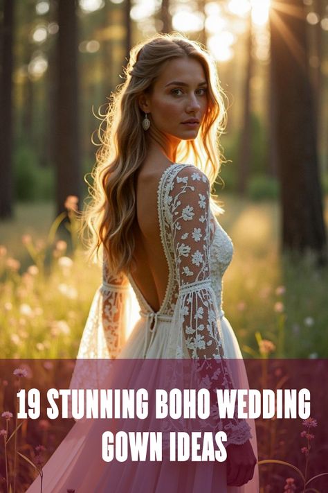 Did you know that the boho wedding gown is the go-to choice for free-spirited brides? Flowing lace and earthy elegance come together in a dream-like mix. Discover how these bohemian bridal dresses blend romance and whimsy. From vintage chic to modern boho, explore styles that sing of individuality. Ready to embrace your inner boho goddess? Dive into our stunning gallery of breathtaking designs now! Bohemian Veil Wedding, Beach Second Wedding Dress, Elegant Boho Wedding Dress, Non Traditional Wedding Dress, Earthy Wedding Dresses, Wedding Gown Ideas, Bohemian Veils, Modern Bohemian Wedding, Forest Wedding Dress