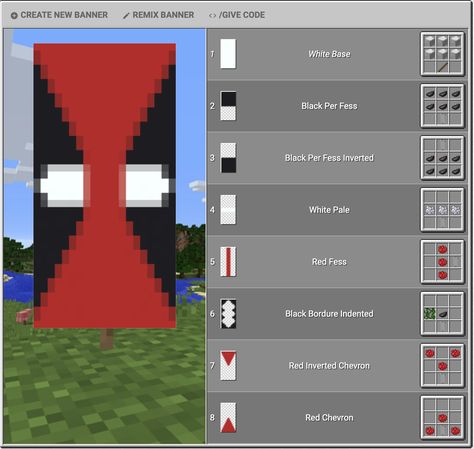 Deadpool Banner Minecraft, Spiderman Banner Minecraft, Stendardi Minecraft, Banner Patterns Minecraft, Banner Designs Minecraft, Cool Banner Designs Minecraft, Best Minecraft Banners, Banners Minecraft, Cool Minecraft Banners