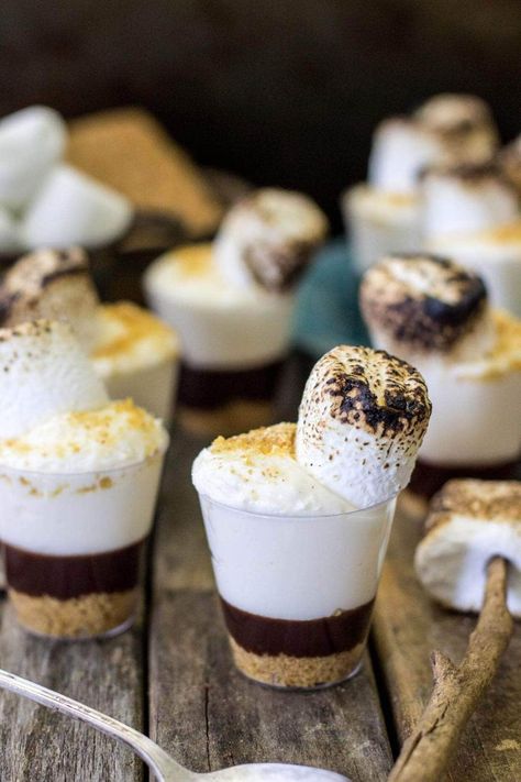 Smores Dessert Shooters, Cheesecake Dessert Shooters, Shooter Desserts, Single Desserts, Mini Dessert Shooters, Lemon Lush Dessert, Dessert Shooters Recipes, Shot Glass Desserts, Shooter Recipes