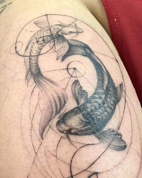 Koi fish and fiboncci and yin yang tattoo ideas by Jananism.ink Yin Yang Tattoo Ideas, Yang Tattoo Ideas, Yin Yang Tattoo, Yang Tattoo, Yin Yang Tattoos, Fibonacci Spiral, Koi Fish Tattoo, Fish Tattoo, Koi Fish