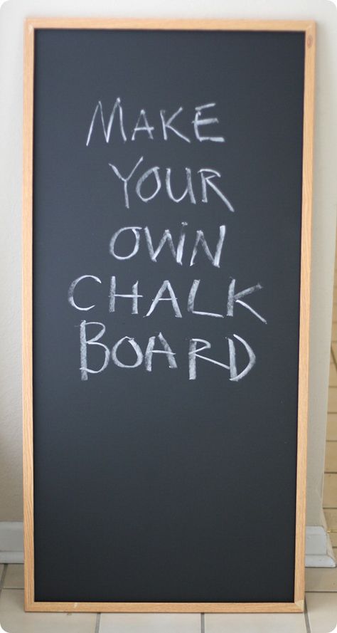 Decided on a chalkboard program for my wedding only to find out how much large chalkboards cost (!!!). Found this. Guess I'm going to be getting crafty!! :) Diy Black Board, Chalk Board Diy, Homemade Chalkboard, Chalkboard Crafts, Make A Chalkboard, Diy Chalkboard Sign, Large Chalkboard, Chalk Sign, Diy Chalk