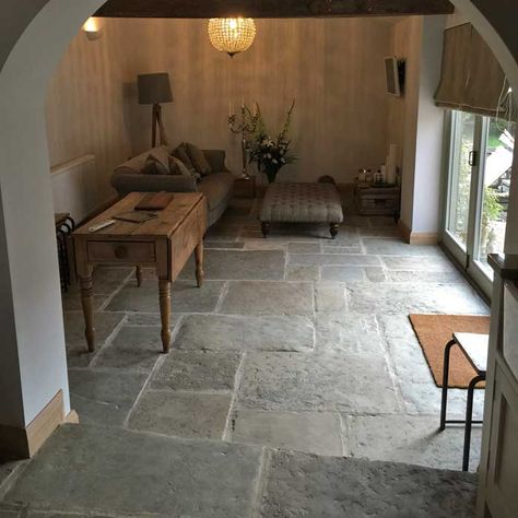 Stone flooring, flagstones and tiles - Natural Stone Consulting Natural Stone Floors, Antique Stone Flooring, Natural Stone Tile Floor, Stone Tile Flooring, York Stone, Stone Floors, Flagstone Flooring, Natural Living Room, Outdoor Stone