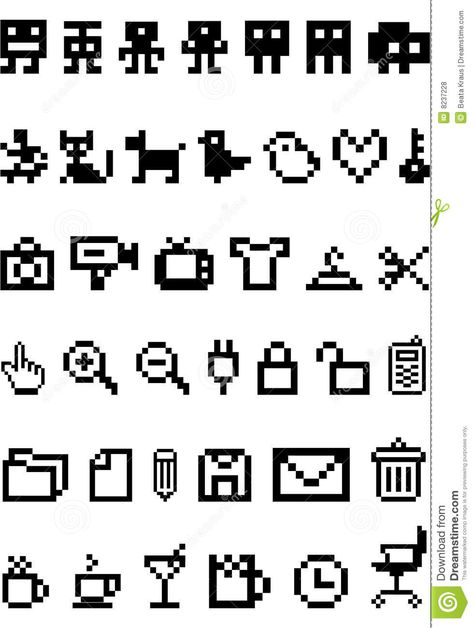 Pixel Icon Set Royalty Free Stock Photos - Image: 8237228 16 X 16 Pixel Art, Pixel Design Graphic, Photo Pixel, Pixel Icons, Easy Pixel Art, 8bit Art, Hama Bead, Pixel Design, Simple Designs To Draw