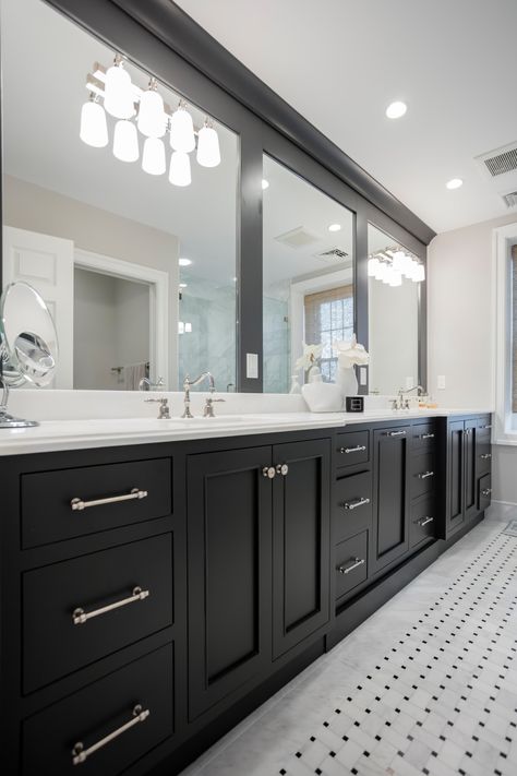 Master Suite Renovation - Transitional - Bathroom - Philadelphia - by Euro Line Designe | Houzz Bathroom Cabinets Over Toilet, Bathroom Recessed Lighting, Recessed Lighting Fixtures, Recessed Lights, Modern Bathroom Lighting, Modern Home Interior Design, Bathroom Modern, Bathroom Wall Cabinets, Vanity Bathroom