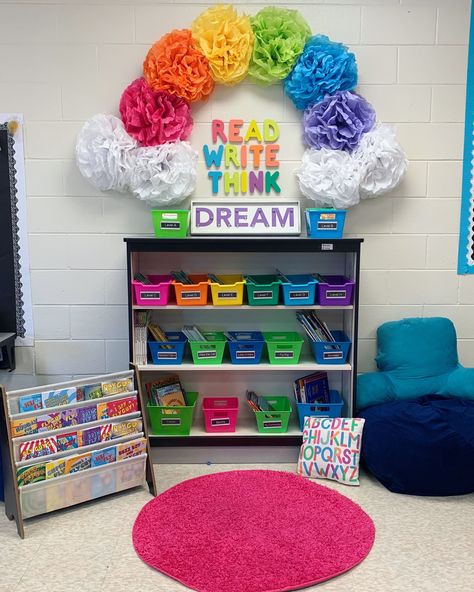 Daycare Decorations Ideas, Rainbow For Classroom Wall, Colourful Classroom Decor, Easy Preschool Classroom Decor, Rainbow Attendance Chart, Prek Room Decor Ideas, Daycare Room Themes Ideas, Color The World With Kindness Theme, Pre K Room Decor