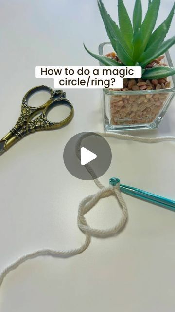 Emese on Instagram: "It took me a while to figure this out but now I’m so happy I know how to do the magic circle. So many patterns start with a magic ring and it gives a nice tight start with no gaps at the beginning of your project.  I hope you’ll find this useful.   #crocheting #crochettips #crochetreel #crochettutorial #crochet #crochetgram #crochetgeek #crocheteveryday #crochetmakesmehappy #crochetersoftheworld #crochettherapy #crochetaddict #yarnlovers #yarnlove #yarnaddict #yarnlife #crochetskills #crochetcommunity #yarnmagic #crochetvideo #crochetinspiration" No Magic Circle Crochet, How To Start A Crochet Circle, Crochet Magic Circle Tutorial, Magic Circle Crochet Easy, How To Make A Magic Circle In Crochet, How To Crochet A Circle Step By Step, Magic Circle Crochet Tutorial, How To Crochet A Circle, Crochet Circle