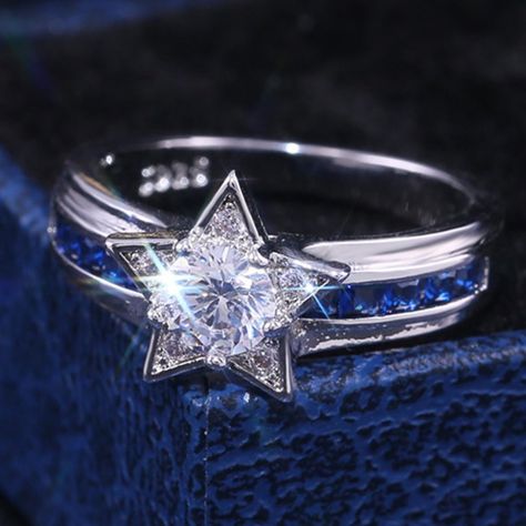 Elegant Blue Crystal Ring Lovely Cz Star Bague Ring, Gpmb1500 Metal: 925 Sterling Silver Plated Stone: Cubic Zirconia Best Quality Gift For Women, Christmas, Birthday, Vacation, Mother's Day, Valentine's Day, Wedding, Engagement , Bridal, Promise, Anniversary, Party Thank You For Visitng! Star Sapphire Engagement Ring, Blue Crystal Ring, Birthday Vacation, Women Christmas, Crystal Ring, Day Wedding, Anniversary Party, Blue Sapphire Rings, Mua Sắm