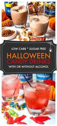 Halloween Low Carb Candy Drinks - only a few ingredients necessary to make this tasty candy flavored low carb drinks! #ad @torani #AToraniHalloween #lowcarbdrink Low Carb Candy, Low Carb Cocktails, Keto Cocktails, Diy Easy Recipes, Low Carb Drinks, Candy Drinks, Tasty Drinks, Halloween Drinks, Mocktail Recipe