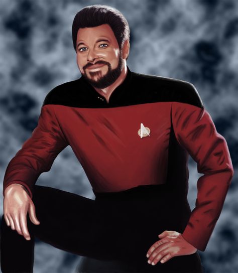 Riker by coloneljinx.deviantart.com Star Trek Next Generation, Men's Uniform, Jonathan Frakes, Star Trek Collectibles, Men's Uniforms, Birthday Star, Star Show, Tv Stars, Next Generation