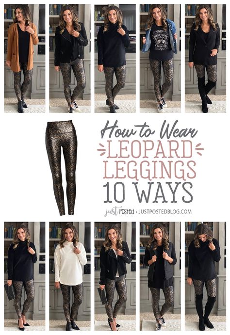 How to Wear Leopard Print Leggings – Just Posted Animal Print Leggings Outfit, Leopard Print Leggings Outfit, Leopard Leggings Outfit, Printed Leggings Outfit, Leopard Print Tights, Jeggings Outfit, Printed Pants Outfits, Snake Print Leggings, Print Tights