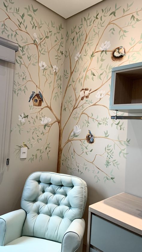 #butcherblock #countertops #homedecor #kitchenrenovation #interiordesign #timelessstyle #diyprojects #woodworking #homeimprovement #kitchendesign Vines Painting On Wall, Baby Nursery Wall Ideas, Ceiling Murals Bedroom, Nursery Mural Ideas Painted, Flower Mural Bedroom, Mural Wall Art Creative, Nursery Murals Painted, Cool Wall Murals, House Wall Painting