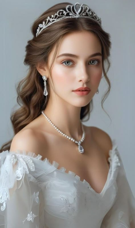 Royal Family Hairstyles, Bridal Hair Updo With Veil And Tiara, Princess Hairstyles With Tiara, Royal Hairstyles, Princess Makeup, Bride Dress Simple, Hairdo Wedding, Bridal Hair Inspiration, Tiara Hairstyles