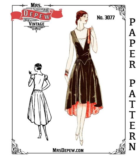 1920s Dress Pattern, Evening Dress Patterns, Shirtwaist Dress, Couture Dress, Paper Sewing Patterns, Motif Vintage, 1920s Dress, Cap Dress, Couture Vintage