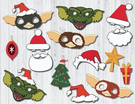 Gremlins Party, Gremlin Christmas, Grinch Printable, Printable Photo Booth Props, The Gremlins, Geek Christmas, Photobooth Props Printable, Birthday Party Props, Bumble Bee Art