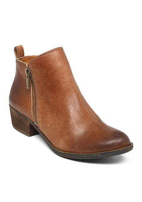 Lucky Brand BASEL OUT ZIP SHOOTIE Black Ankle Strap Heels, Lucky Brand Booties, Lucky Brand Boots, Brown Booties, Cute Boots, Vintage Boots, Leather Boots Women, Brown Leather Boots, Basel