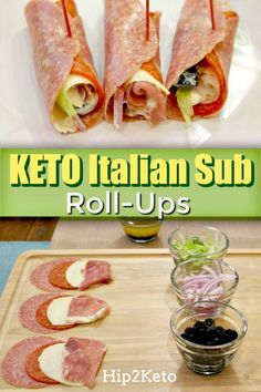 Keto Finger Sandwiches, Protein Roll Ups, Italian Roll Ups, Sandy Kitchen, Keto Substitutes, Office Food, Keto Italian, Keto Appetizers, Italian Sub