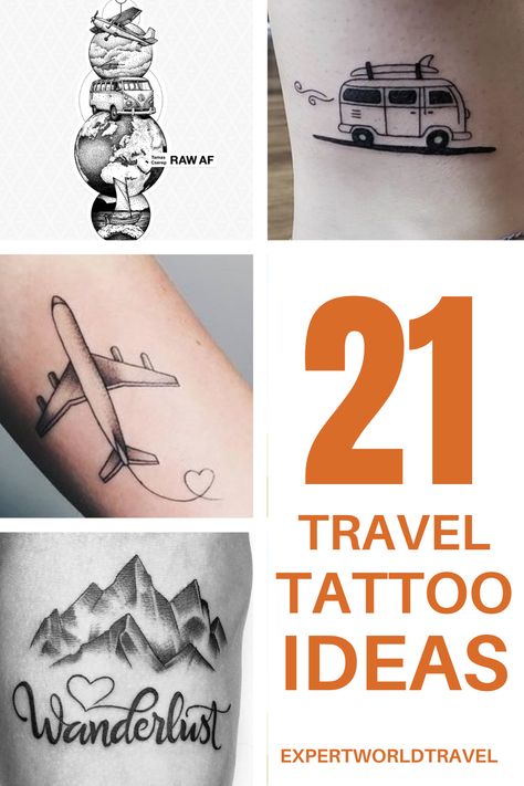 Travel Friendship Tattoos, Travel Friend Tattoos, Tattoos About Adventure, Bora Bora Tattoo, Travel Adventure Tattoo, Solo Travel Tattoo Ideas, Tiny Travel Tattoos For Women, Adventure Travel Tattoos, Adventure Awaits Tattoo Ideas