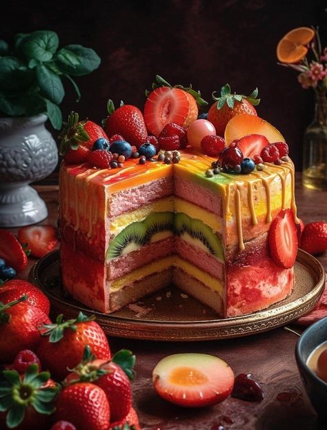 Homemade Buttermilk Biscuits, Crazy Cakes, Delicious Fruit, Cannoli, Fancy Cakes, Pretty Cakes, Creative Cakes, Fruit Cake, Interesting Food Recipes