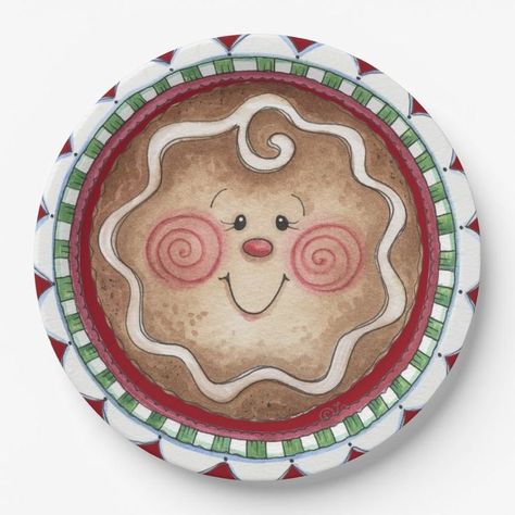 Cute Gingerbread Face Paper Plate  Zazzle Gingerbread Faces, Gingerbread Craft, Homework Club, Wreath Cookies, All Things Gingerbread, Gingerbread People, Gingerbread Crafts, Gingerbread Christmas Decor, Painted Faces