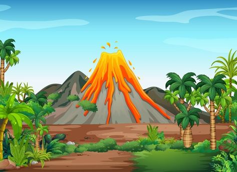 Volcano Background, Volcano Wallpaper, Dinosaur Volcano, Volcanic Eruption, Dinosaur Wallpaper, Scene Background, Dinosaur Activities, Background Drawing, Dinosaur Background