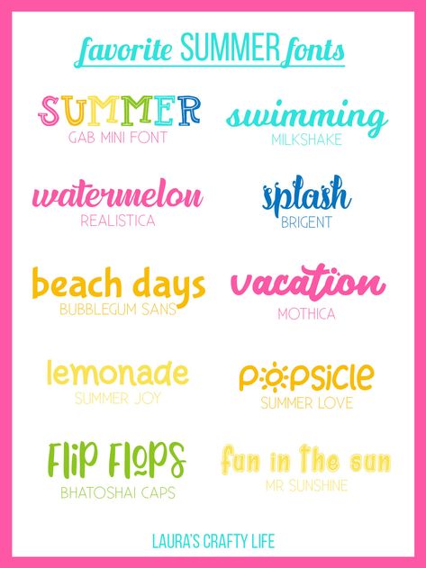 Summer Fonts. 10 of my favorite personal and commercial use summer fonts to use in your projects for summer parties and beach days. #summer #fonts #laurascraftylife Beach Fonts Free, Beachy Fonts, Summer Fonts, Beach Fonts, Popular Free Fonts, Summer Font, Computer Font, Font Pack, Brands Logo