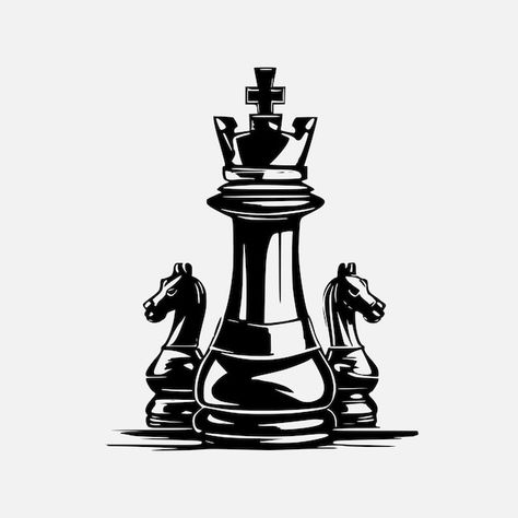 Chess Related Drawings, Chess Club Logo, Chess Logo Ideas, Chess King Logo, Drawn Chess Pieces, Chess Logo, Logo Psd, Technology Icon, House Vector