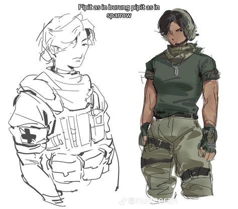 Apocalypse Clothes Drawing, Soldier Reference Drawing, Syfi Character Design, Apocalypse Drawing Reference, Army Pose Reference, Simplified Artstyle, Big Jacket Drawing Reference, Scifi Soldier Concept Art, Slasher Character Design