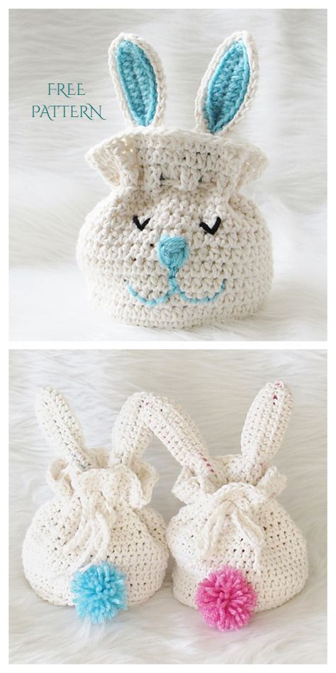 Bunny Purse, Crochet Easter Basket, Easter Gift Bags, Crochet Fish, Crochet Easter, Confection Au Crochet, Easter Crochet Patterns, Pola Amigurumi, Diy Magazine