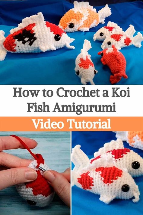 Koi Fish Amigurumi Free Pattern, Free Koi Fish Crochet Pattern, Koi Crochet Pattern Free, Koi Fish Crochet Pattern Free, Crochet Koi Fish Free Pattern, Amigurumi Fish Free Pattern, Koi Crochet, White Yarn Crochet Projects, Fish Crochet Pattern Free