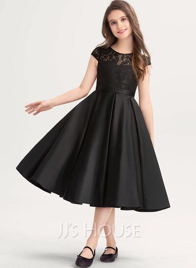 [£ 61.00] A-Line Scoop Neck Knee-Length Satin Lace Junior Bridesmaid Dress With Pockets (009217807) Scoop Neck Bridesmaid Dress, Bridesmaid Dresses Satin, Knee Length Bridesmaid Dresses, Bridesmaid Dressing Gowns, Junior Bridesmaid Dress, Two Piece Homecoming Dress, Lace Homecoming Dresses, Lace Bridesmaid Dresses, Lace Mermaid Wedding Dress