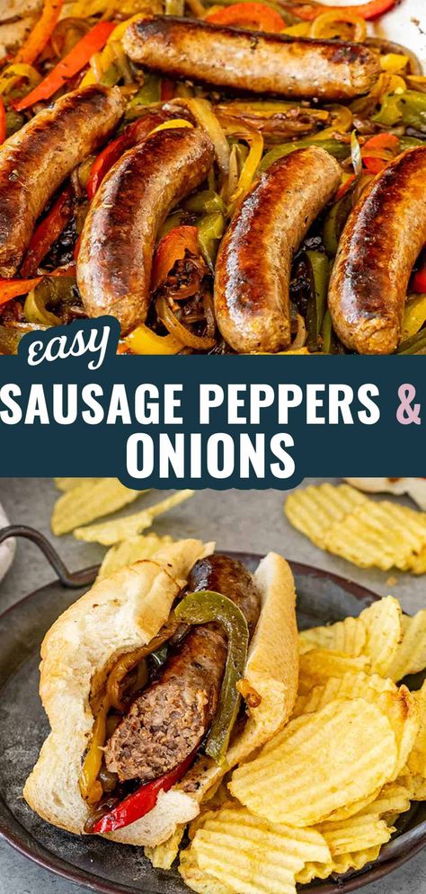 Whip up this quick and colorful Sausage, Peppers, and Onions dish for a perfect weeknight dinner! 🍴✨ #OnePotMeal #QuickDinners #SausagePeppersAndOnions Easy Sausage And Peppers Skillet, Sausage And Peppers On The Grill, Sausage Pepper And Onion Sandwich, Kielbasa Subs, Bbq Italian Sausage, Smoked Sausage With Peppers And Onions, Beer Brats With Peppers And Onions, Peppers Onions And Sausage, Peppers And Onions Sausage