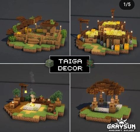 Minecraft Taiga Village, Minecraft Bases, Minecraft Small House, Minecraft Storage, Case Minecraft, Minecraft Village, Mc Builds, Minecraft Aesthetic, Rumah Minecraft Sederhana