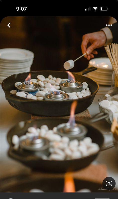 S'mores Bar Set Up, S’mores Centerpiece, Smores Bars Party, S’mores Table Ideas, Fancy Smores Bar, S’mores Bar Display, Elegant Smores Bar Wedding, S’more Buffet, Indoor Smores Bar Diy