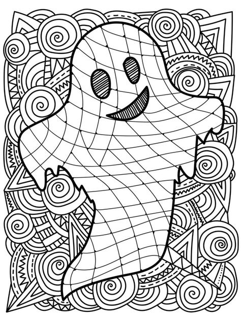 Ghost coloring page for halloween, spirit with fantasy patterns for holiday activity Ghost Coloring, Fantasy Coloring Pages, Bratz Coloring, Halloween Infantil, Emperors New Groove, Holiday Patterns, Coloring Pages Printable, Coloring Pages To Print, Halloween Spirit