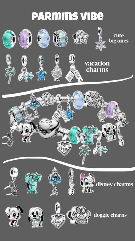 blues, cyan, purple and full Disney Pandora Bracelet, Disney Pandora, Pandora Bracelet Charms Ideas, Pandora Charms Disney, Pandora Bracelet Designs, Pandora Jewelry Charms, Dog Personality, Preppy Jewelry, Disney Charms