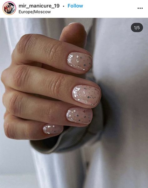 Clear Glitter Nails, Neutral Nail Designs, Milky Nails, Cheetah Nails, Minimal Nails, Basic Nails, Foil Nails, Sparkly Nails, Neutral Nails